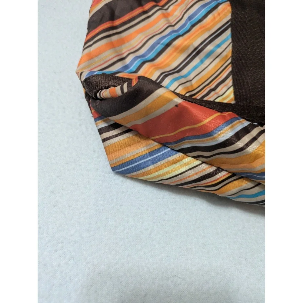Retro LeSportsac Stripe Everyday Tote Handbag Purse + Make-up Bag‎  Brown Orange